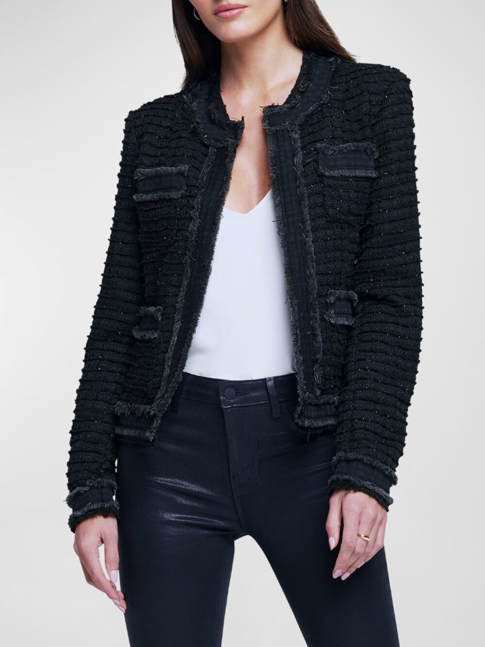 L'AGENCE Agnes Tweed & Denim Jacket – Size M – NWT